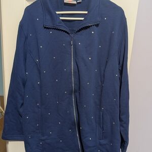 Stylish Women's Navy Jacket with Sparkling Accents